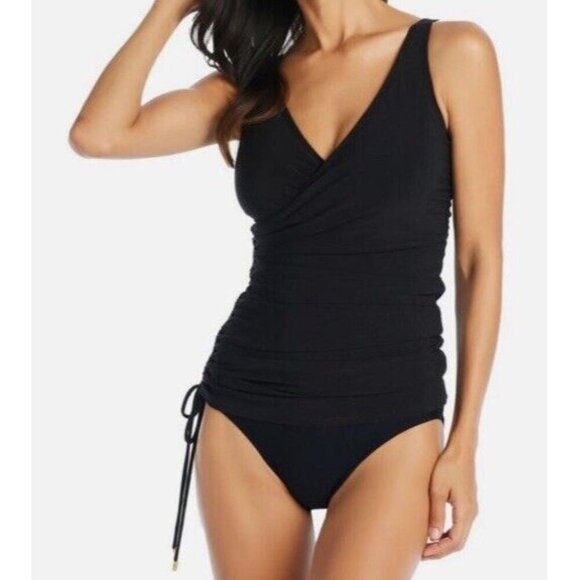 Beyond Control Sz 14 Swimsuit Tummy Control V-neck Black Swim Dress New NWT - Picture 3 of 8